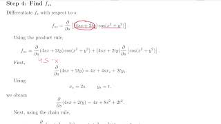 Second Partial Derivatives Using the Chain Rule | f(x,y)=sin⁡(x^2+y^2)