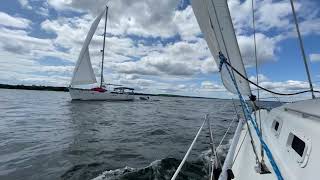 passing a sailboat. Sailing in the Bay of Quinte #shorts