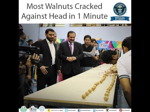 Punjab Youth Festival 2014 in Pakistan - Walnut breaking with head world record achieved