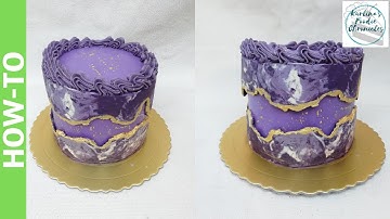 How To Make a Purple Marble Buttercream Fault Line Cake | Tutorial | Kurlina