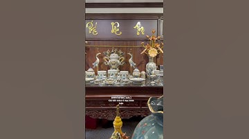 BỘ ĐỒ THỜ MEN RẠN ĐẮP NỔI