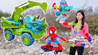 Changcady rescues superman spiderman - finds dinosaur car, zombie robot - Part 164