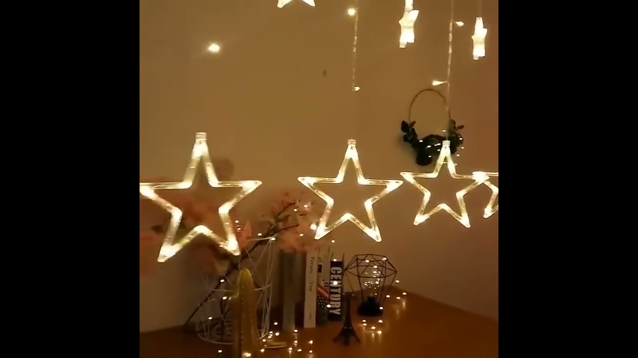 12 Stars LED Curtain Lights –Warm White Fairy Decoration 