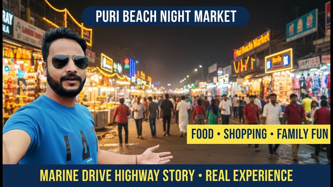 Exploring Puri Beach Night Market | Food, Clothes, Fun & Family Activities | Marine Drive Odisha