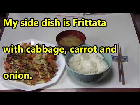 Japanese simple.Today’s my side dish at noon is Frittata with cabbage, carrot and onion.
