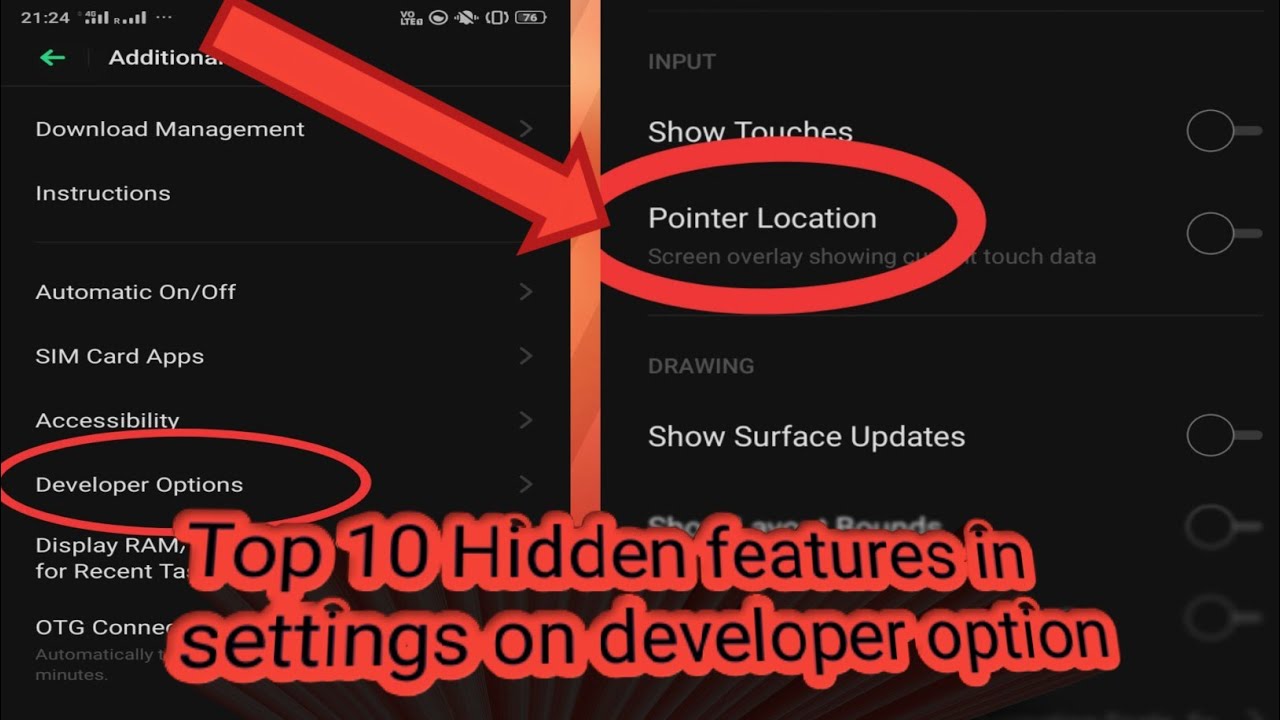 Top 10 Hidden features in settings on developer option.developer option