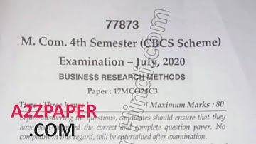 Mdu MCom 4th Sem Business Research Methods Question Paper 2020