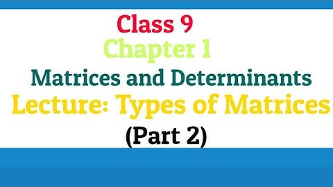 Class 9 | Chapter 1 | Matrices and Determinants | Types of Matrices | Part 2