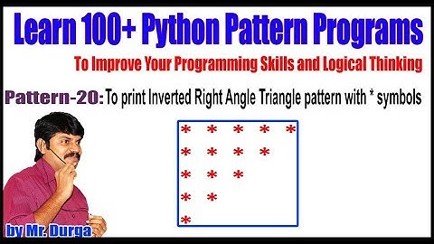 Learn 100+ Python Pattern || Pattern -20:  Inverted Right Angle Triangle pattern with * symbols