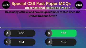 CSS Past Paper MCQs 2023  International Relations Paper II with Answers for CSS Aspirants