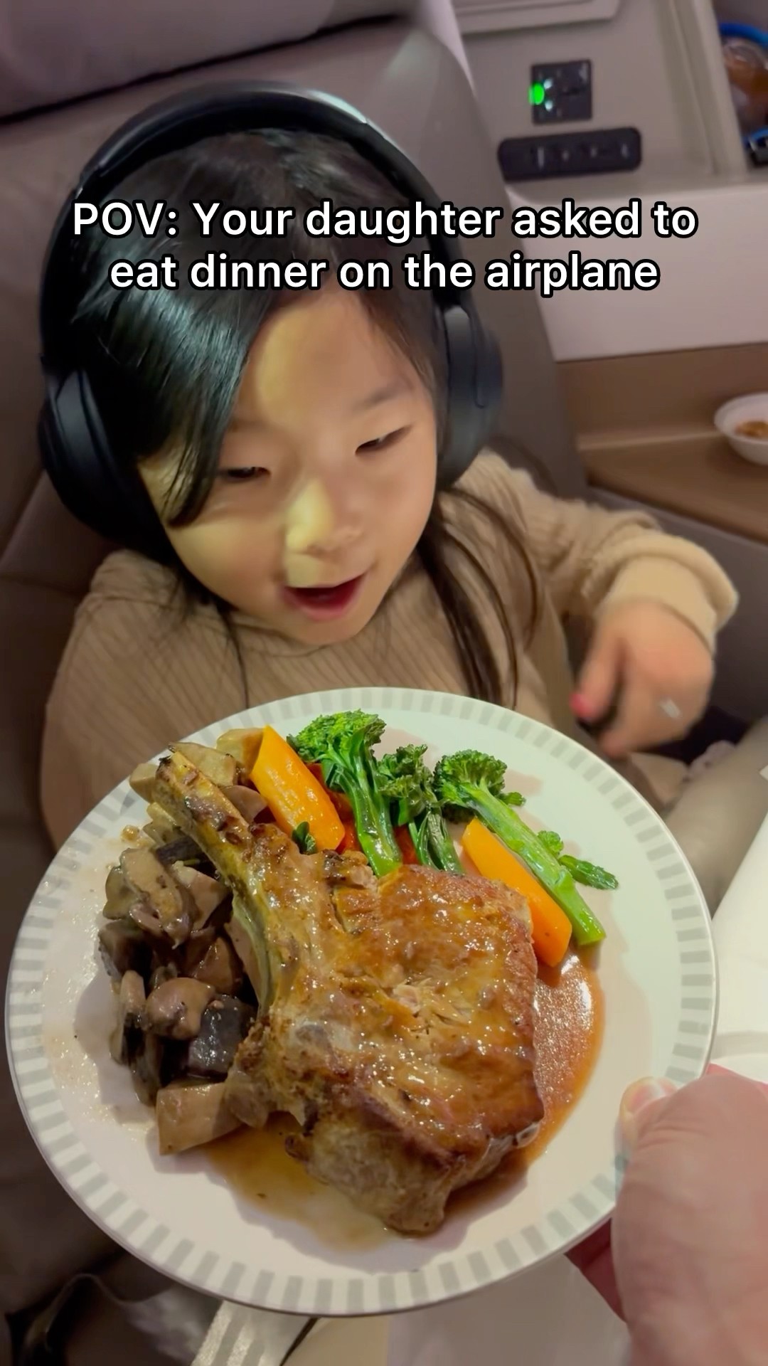 POV: Your daughter asked to eat dinner on the airplane