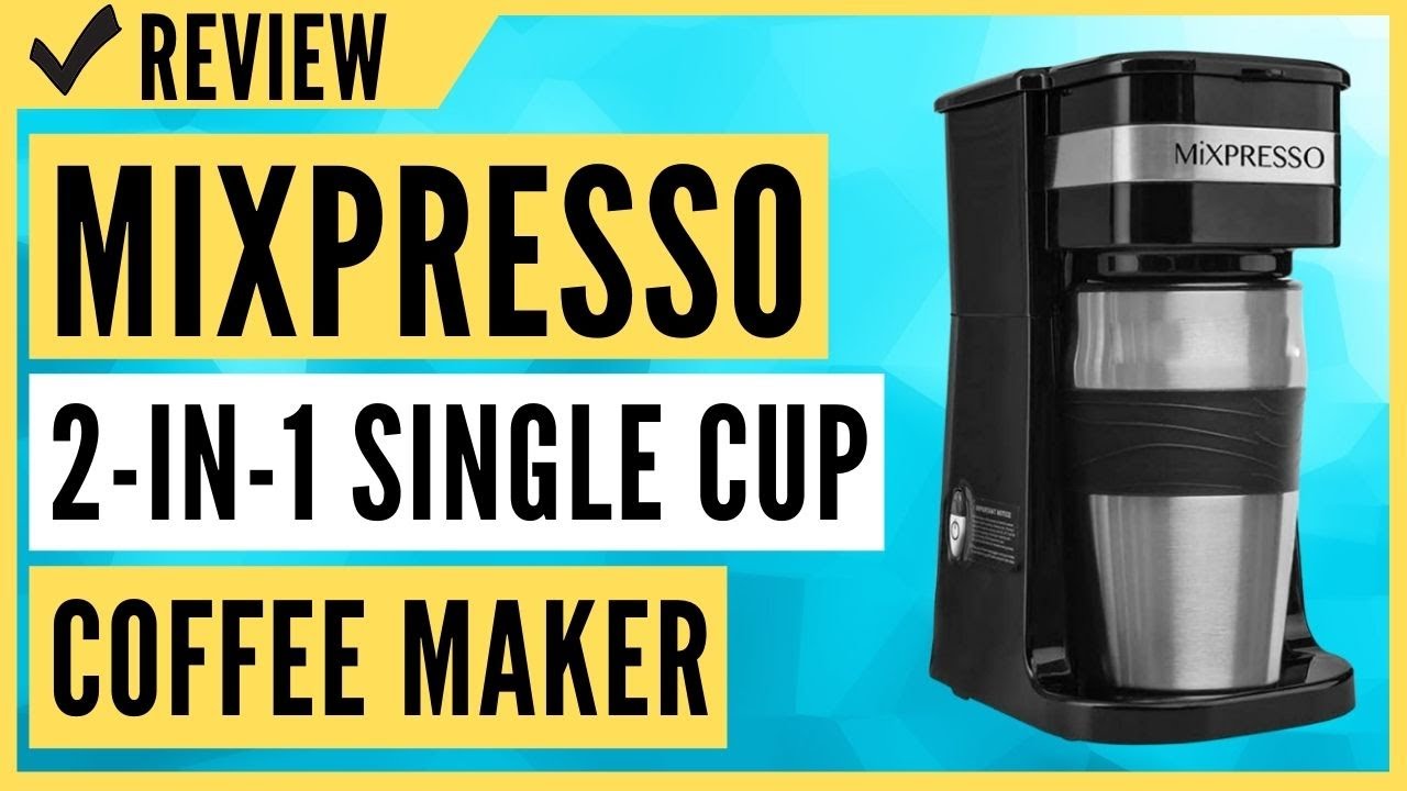 Mixpresso 2-In-1 Single Cup Coffee Maker & 14oz Travel Mug Combo, Portable  