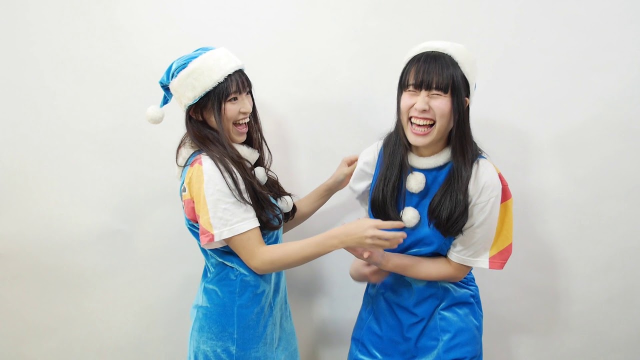 Japanese idols fight in tickling with a light blue Santa Claus
