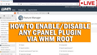 [🔴live] how to enable/disable any cpanel plugin via whm root?