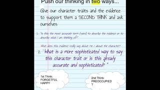 Reading Lesson 3 Pushing our Thinking About Character Traits - Virtual Learning Mar 25, 2020