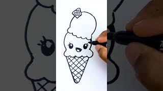 How to draw two scoops ice cream step by step || #shorts