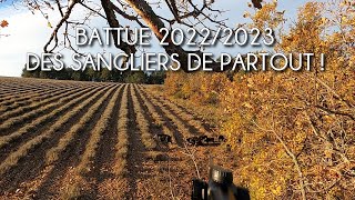 CHASSE BATTUE 2022/2023 (Tirs de deux compagnies de sangliers avec mon premier doublé !)