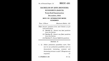 BECC-101 Dec 2024 | IGNOU Previous Year Question Paper