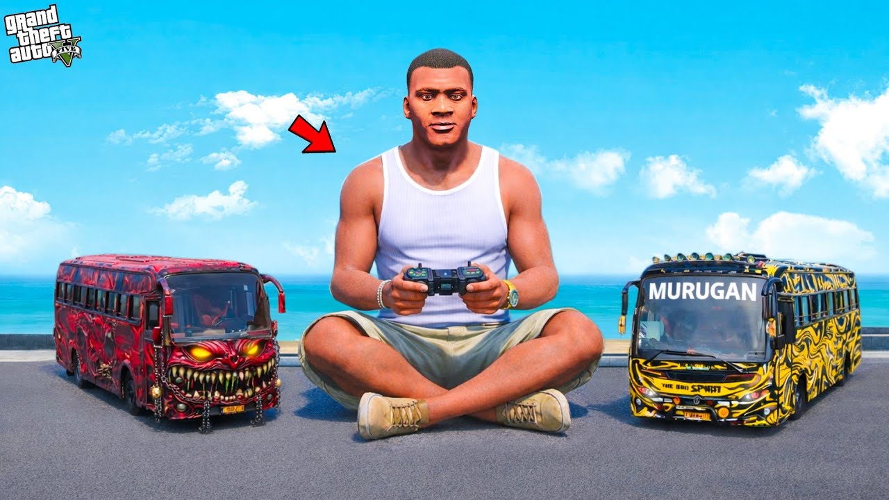 Franklin & Chithapu Buy Murugan Travels Mini Bus Going Race With Mini Ghost Bus in GTA 5