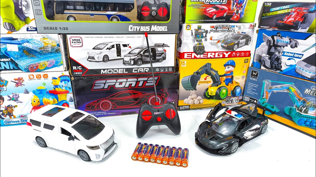 Unboxing City Rc Bus Express, Rc Police Sport Car, Rc Alphard Car, Excavator, Gear Train