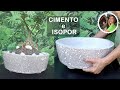 DIY-TÉCNICA INCRÍVEL PARA FAZER VASOS DE CIMENTO E ISOPOR: já sai pronto do molde, com os pés