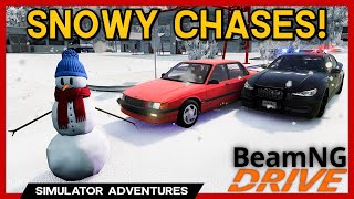 SNOWY Police Chases! - NEW Snow Map Mod- BeamNG Mods