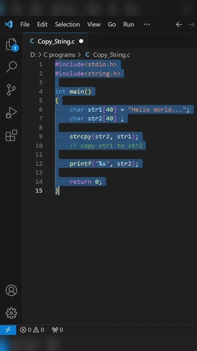 C program to copy one string into another #shorts #coding #viral - YouTube