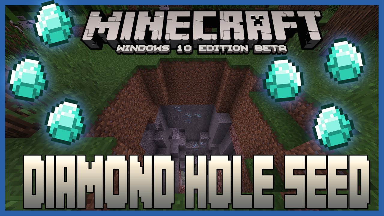 Minecraft Windows 10 Beta Diamond Hole Seed Showcase 