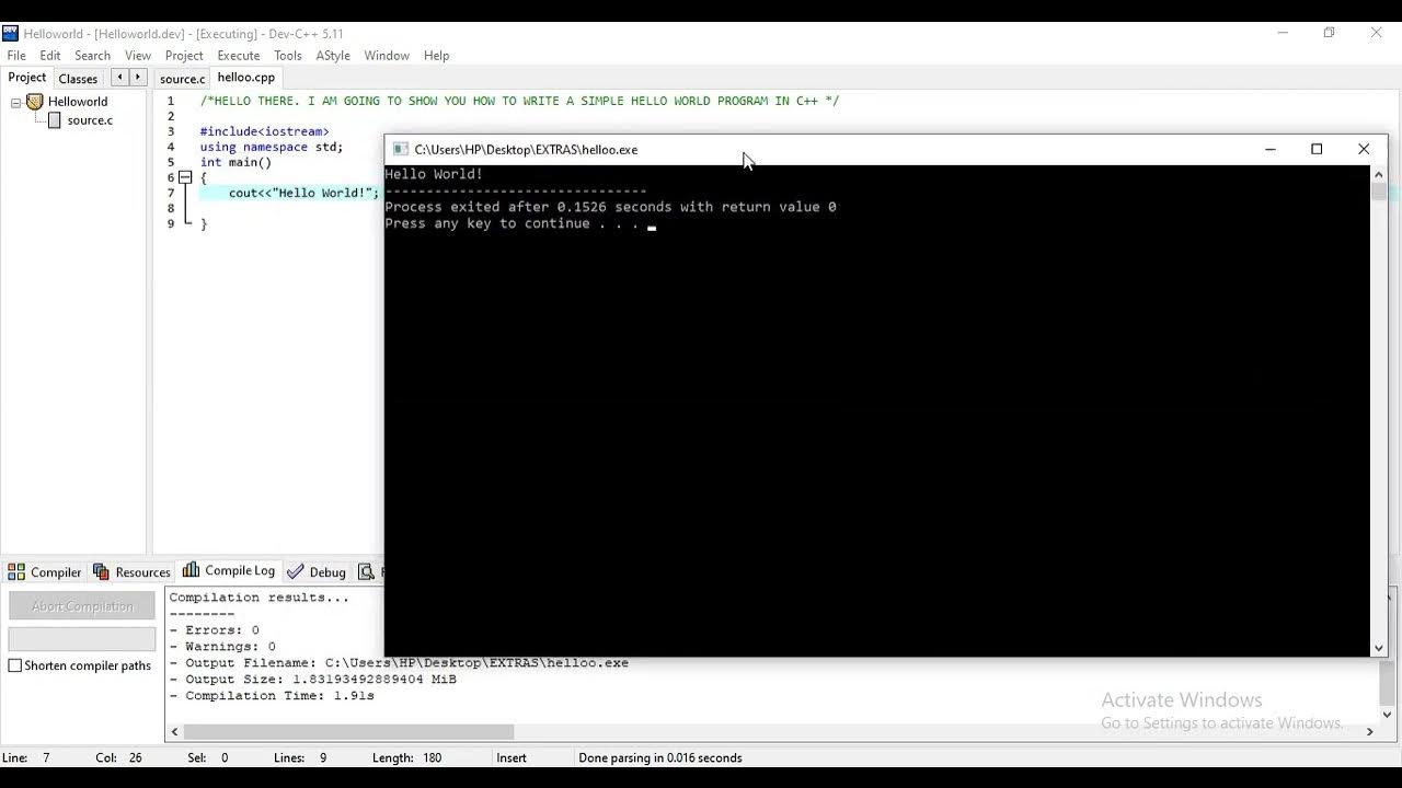 Write a simple 'Hello World' program in C++ - YouTube
