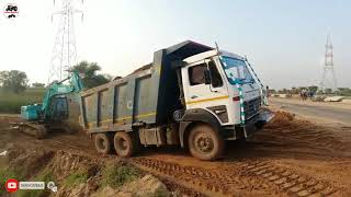 Tata 2518c bs4 tipper unloading vs excavator #tatamotors #jcbmachine