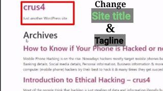 How to Remove Just another WordPress site Text | Change Site Title & Tagline in WordPress