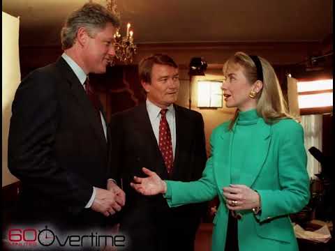 Studio light nearly hits President Clinton and First Lady during 60 minute interview