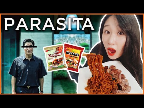 O SABOR QUENTE🔥 PROVANDO O MIOJO DO FILME PARASITA (CHAPAGURI/RAMDON) + receita | Coreaníssima