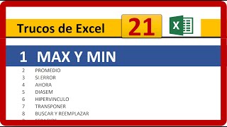 21 Trucos De Excel 2019 - Tema N. 1 Maximos Y Minimos