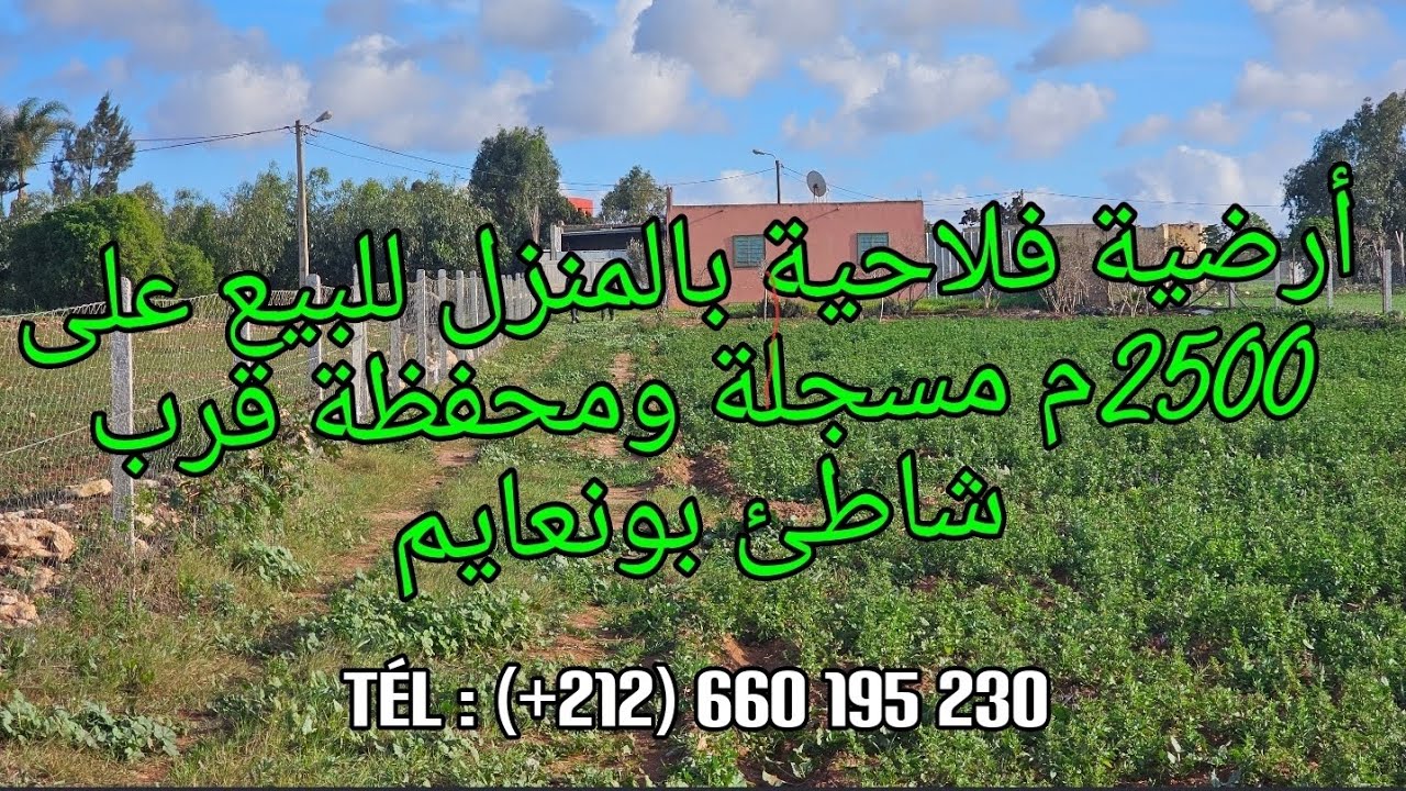 أرض فلاحية بالمنزل للبيع قرب البحر وقرب طريق سيدي رحال أزمور