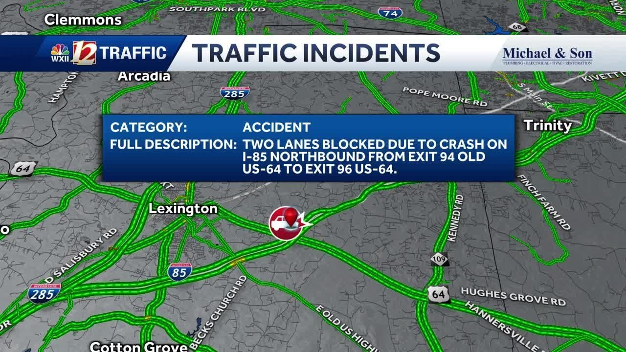 Crash on I-85 closes down two lanes in Davidson County - YouTube