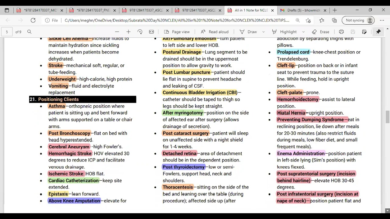 Patient Positioning for NCLEX Exam for Nursing Students All position