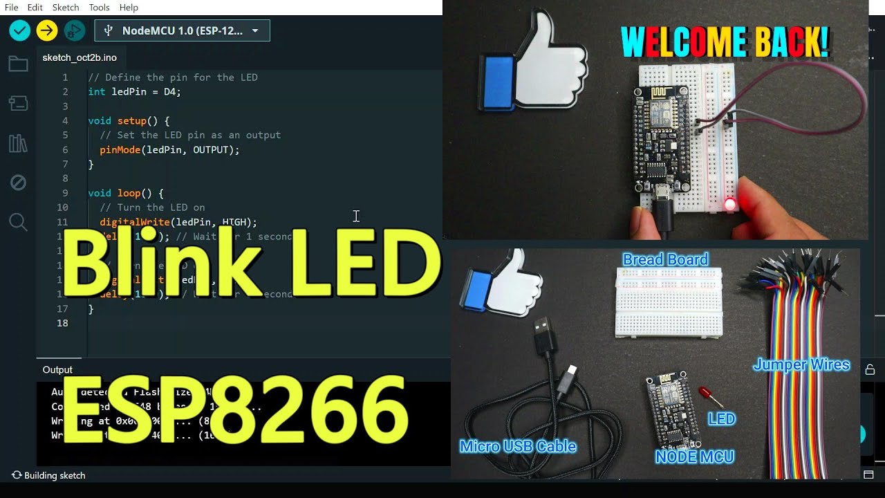 Led Blink Program LED Blink Program with NodeMCU ESP8266 - Easy Tutorial for Beginners ...
