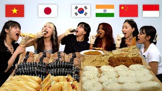 6 Asian Tries Each Country's CHEAPEST Meal (Korea,India,China,Indonesia,Japan,Vietnam) ASMR Mukbang