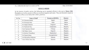BLOCK MIS II ASRLMS II PLACE OF POSTING ORDER