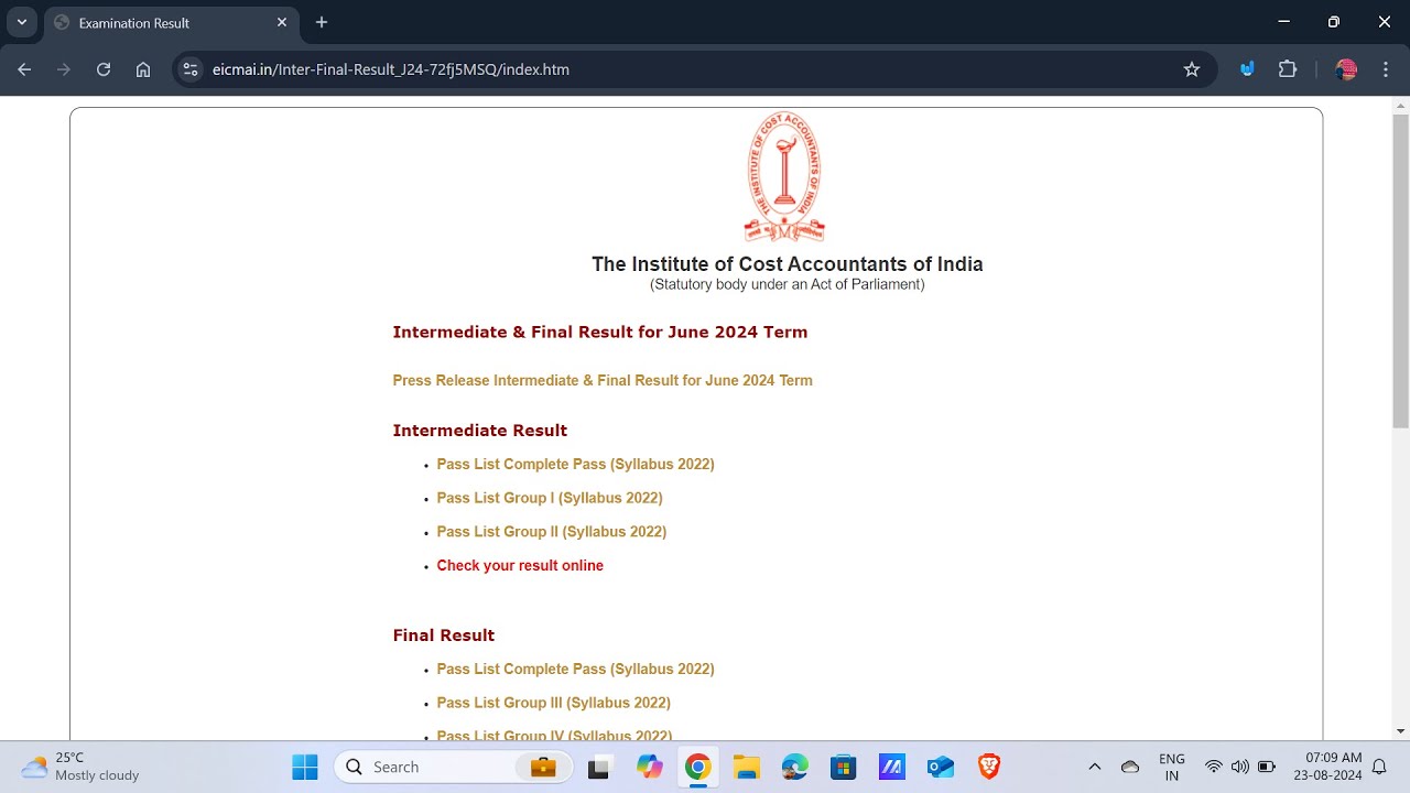 🚨Live cma june 2024 result check|cma Inter june 2024 result live check now😱|cma june result declared