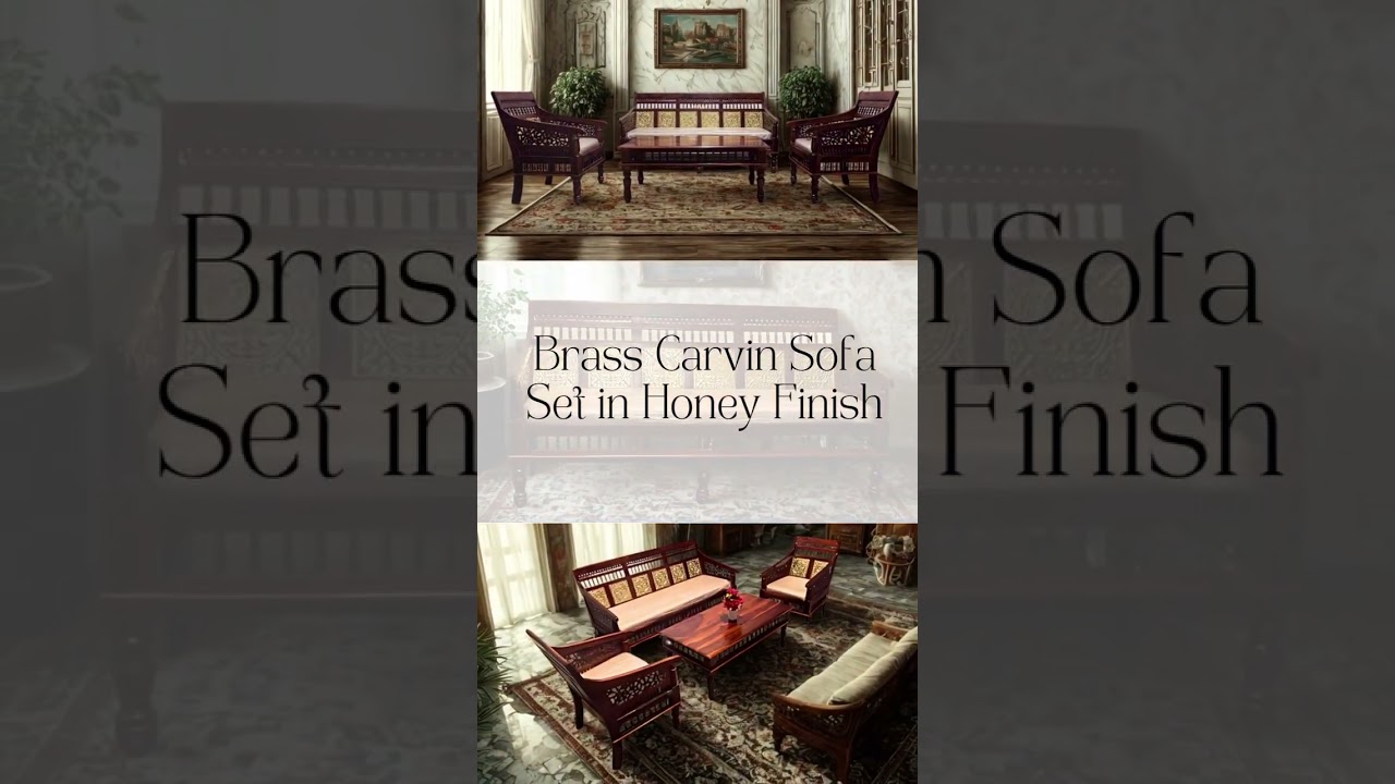 Brass Carving Sofa Set in Honey Finish – A Touch of Royalty