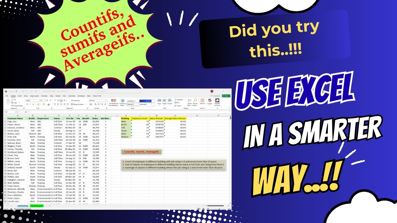 countifs sumifs avgifs.. The most used functions in Excel