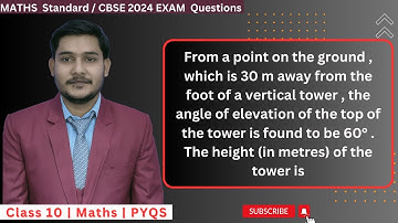 From a point on the ground , which is 30 m away from the foot of a vertical tower , the angle of ele