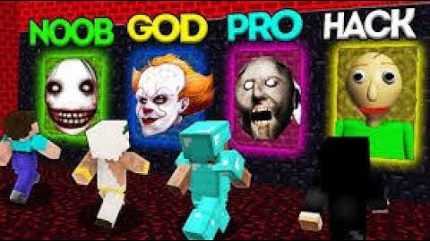 Minecraft Battle  NOOB vs PRO vs HACKER vs GOD  SCARY PORTAL CHALLENGE   Animation