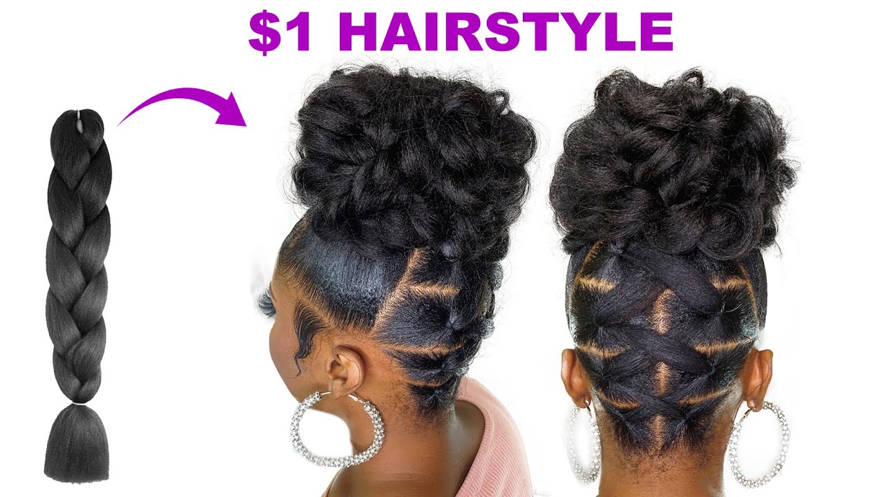 ?I’M SO SHOOK!!? $1 Hairstyle Using Braid Extension