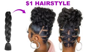 I’M SO SHOOK!! $1 Hairstyle Using Braid Extension