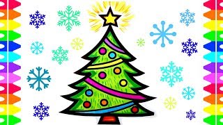 Christmas & Holiday Coloring Pages For Kids How To Draw And Color A Lovely Christmas Tree Easy