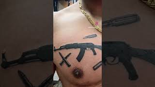 Ak47 Gun Chest Tattoo With Bullets Sidhumoosewala Fan