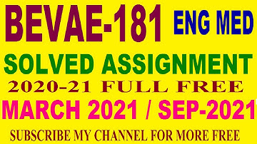 BEVAE 181 solved assignment in English 2020-21 / BEVAE-181 solved assignment with answer free.